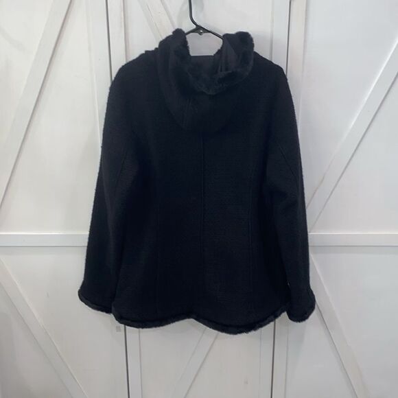 Goode Ryder Women's Sweater Jacket Hooded With Zippered Pockets & Faux Fur Trim - Picture 4 of 16